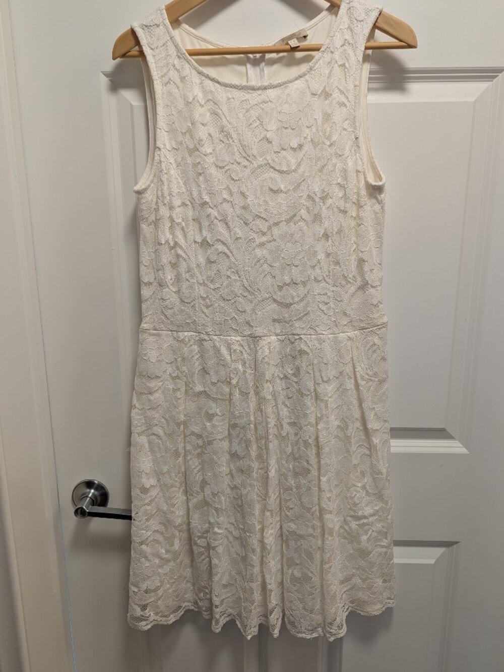 Bordeaux Nordstrom Ivory Cream Floral Lace Drop Waist Sleeveless Dress Size L